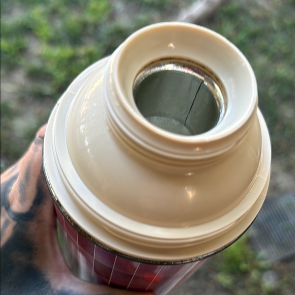 Vintage Thermos Pink and Red Mosaic Vacuum Flask hot/cold liquids eguc - Picture 12 of 14